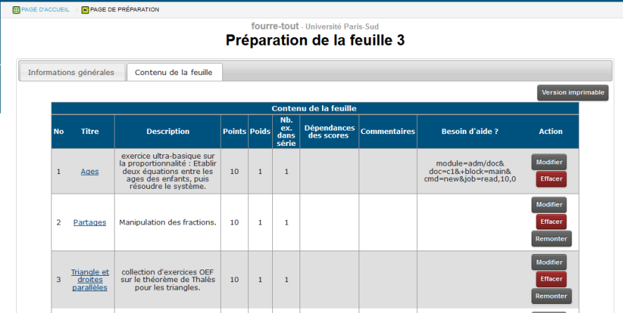 page de prparation d'une feuille d'exercices